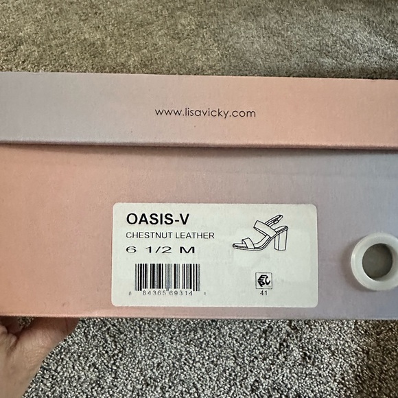 Lisa Vicky Oasis V Slingback Leather Sandals Color Chestnut 6.5 - Picture 7 of 7